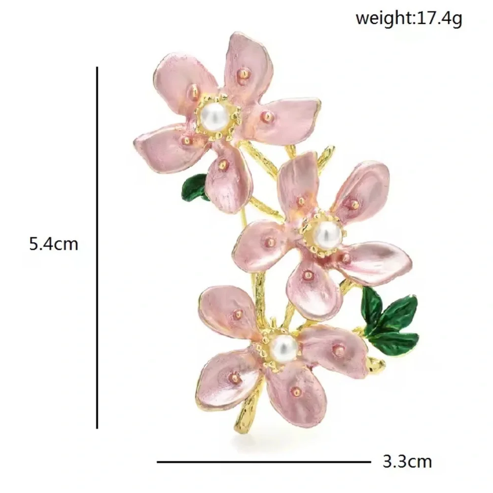 Pink Blossom Floral Gold Brooch